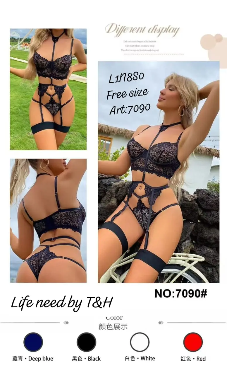 3-Piece Bikini Garter Set (Bra + Thong Panty + Garters) - Image 4