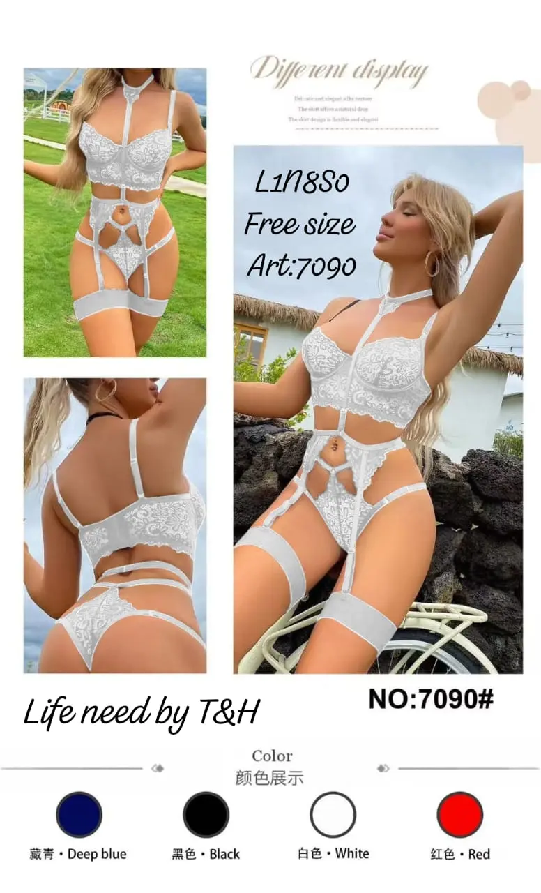 3-Piece Bikini Garter Set (Bra + Thong Panty + Garters) - Image 3