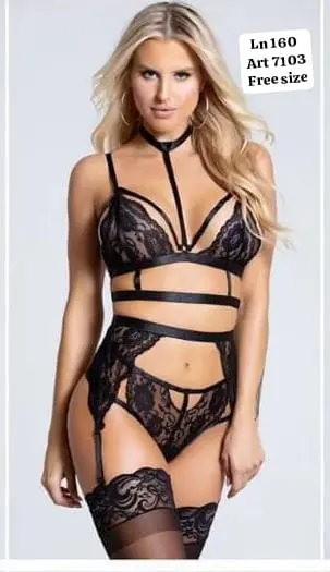 3 Piece Bikini Garter Lingerie Set (Bra, Thong Panty & Garter Belt) - Image 5