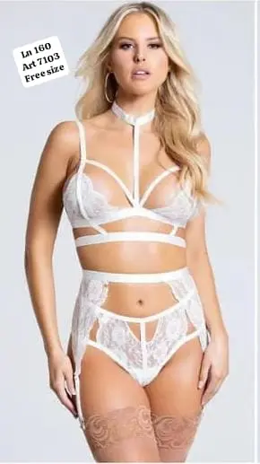 3 Piece Bikini Garter Lingerie Set (Bra, Thong Panty & Garter Belt) - Image 3