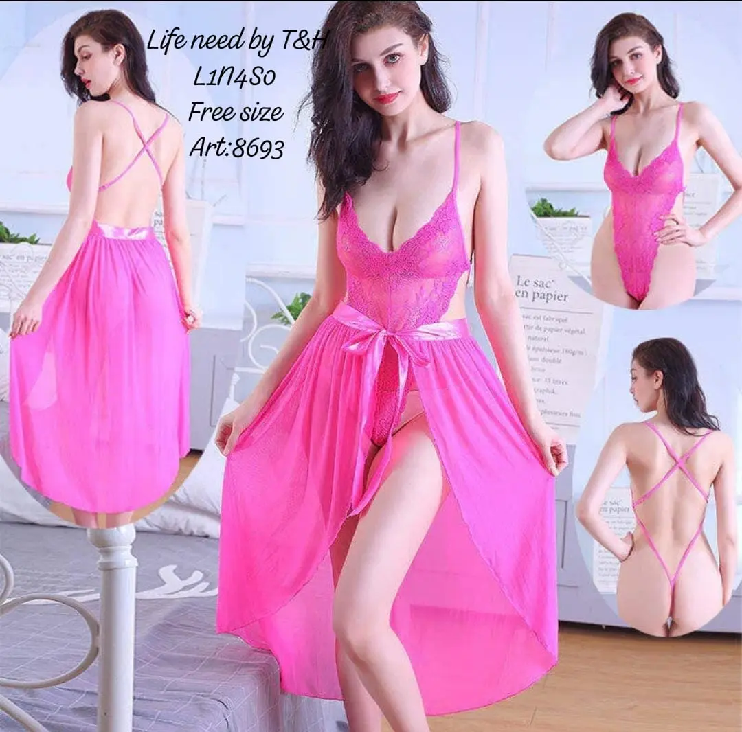 Bridal Short Net Nightwear 2Pc - Image 3