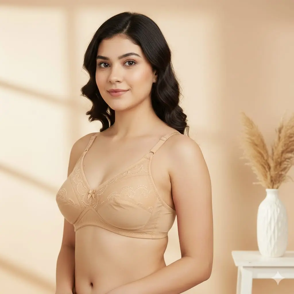 Embroidered Cotton Bra for Women – Soft & Breathable Lingerie - Image 5